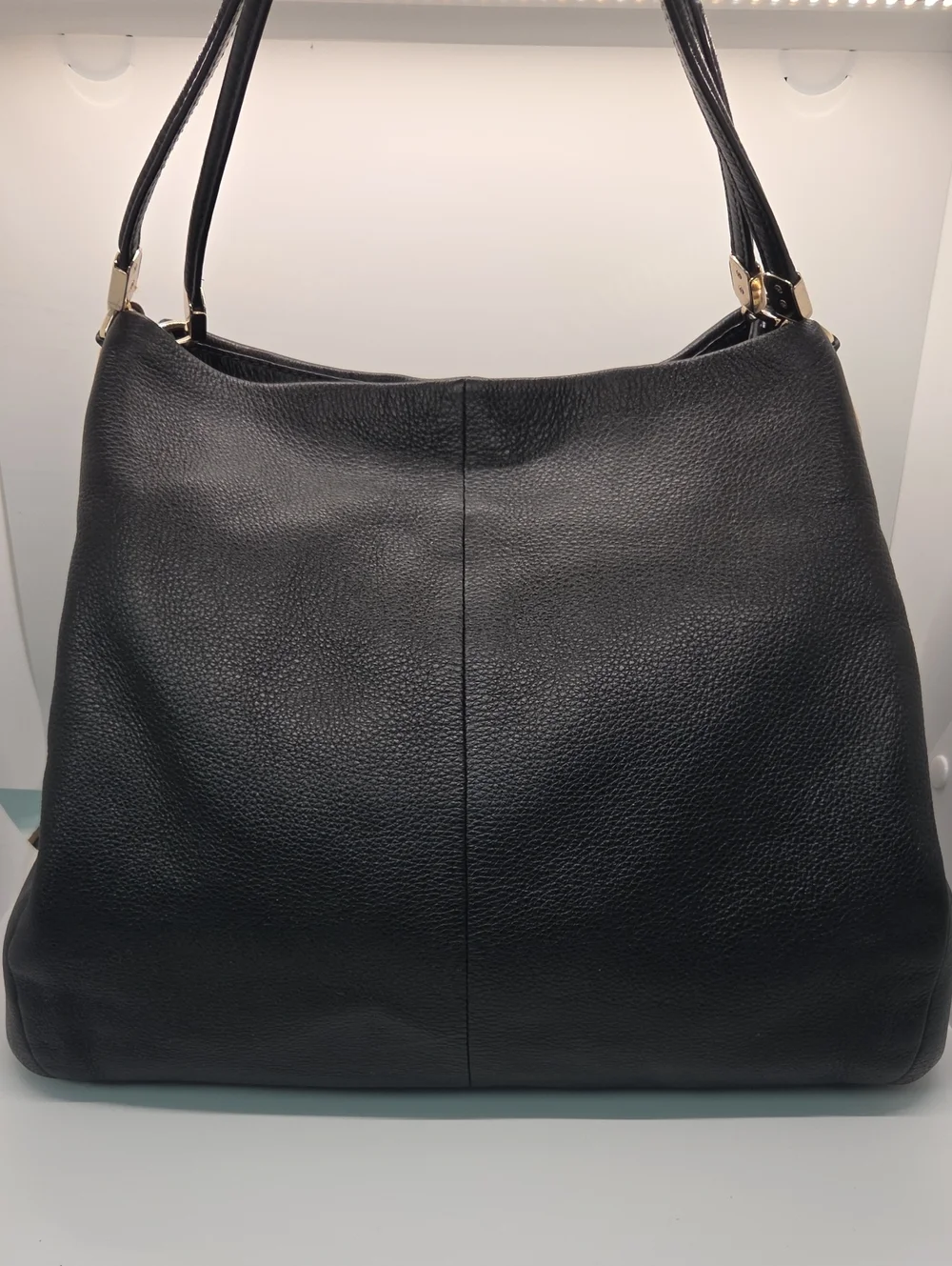 Coach Madison Phoebe Small Black Leather Shoulder Hobo Bag
